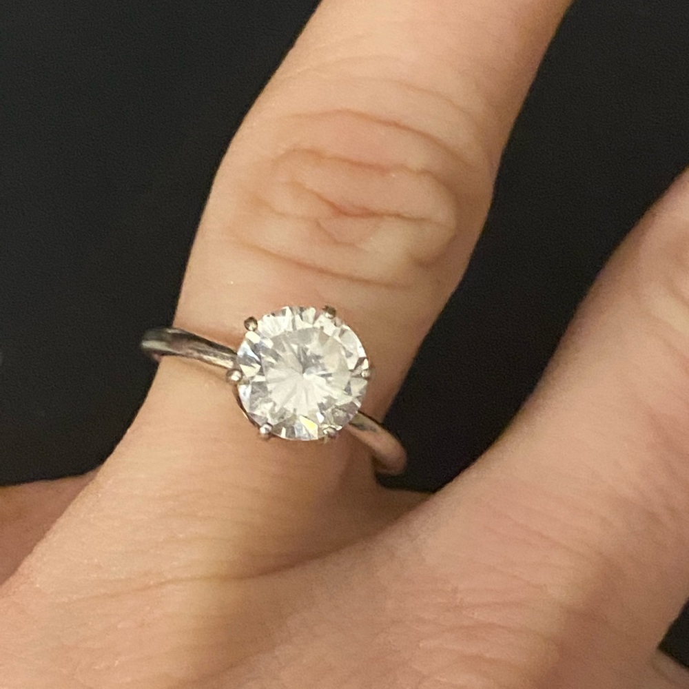 Vintage 1940’s Sterling Silver(stamped with makers mark) depression glass Ring 7